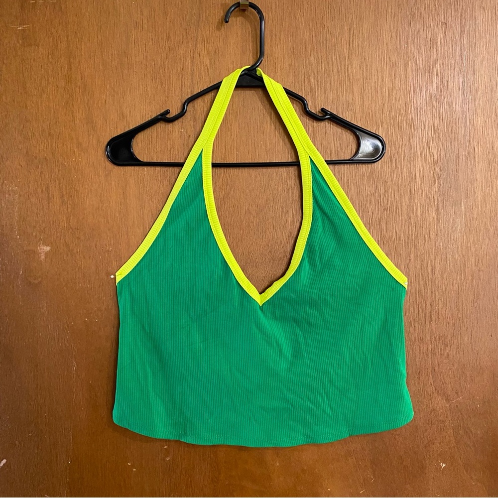 XXL Green and yellow wild fable halter top
